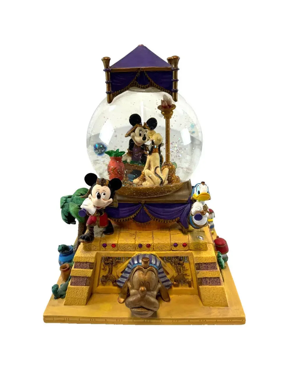 Vintage Disney Cleopatra Egyptian Minnie Mouse, Donald Duck Goofy Snow Globe